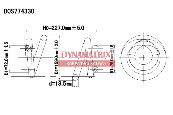 Пружина подвески DYNAMATRIX-KOREA DCS774330