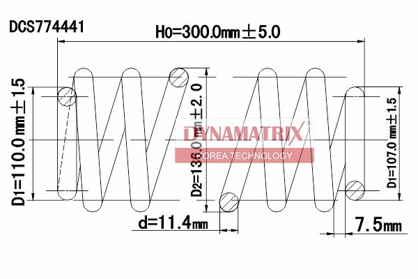 Пружина подвески DYNAMATRIX-KOREA DCS774441