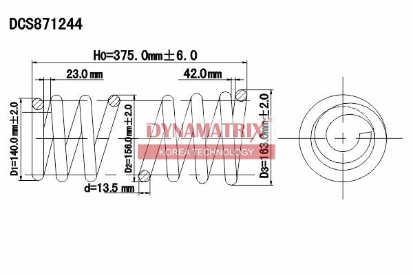 Пружина подвески DYNAMATRIX-KOREA DCS871244