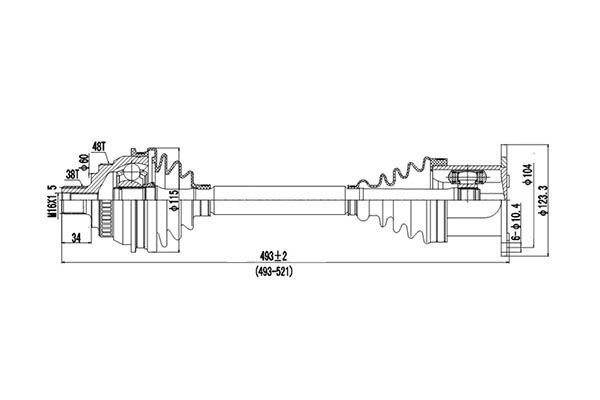 Полуось привода колеса DYNAMATRIX-KOREA DDS203022