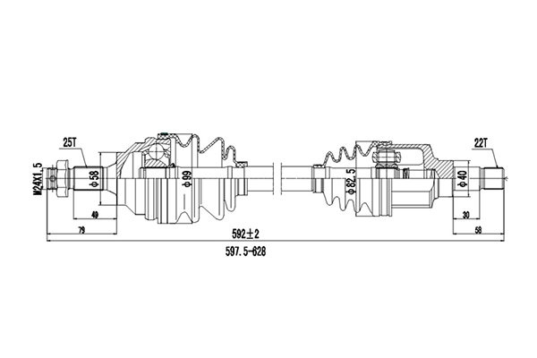 Полуось привода колеса DYNAMATRIX-KOREA DDS210026