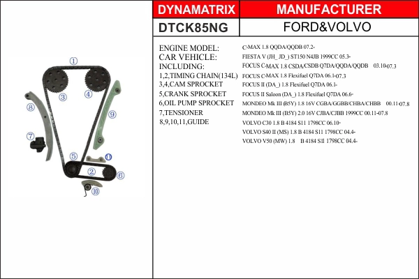 Комплект цепи грм DYNAMATRIX-KOREA DTCK85NG