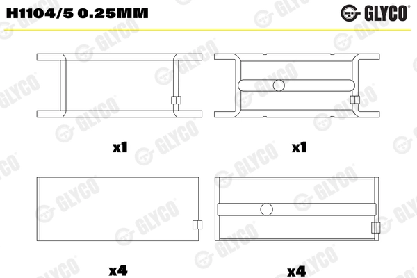 Вкладыши двигателя GLYCO H1104/5 0.25MM