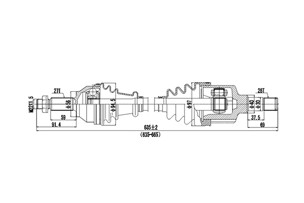 Полуось DYNAMATRIX-KOREA DDS218027