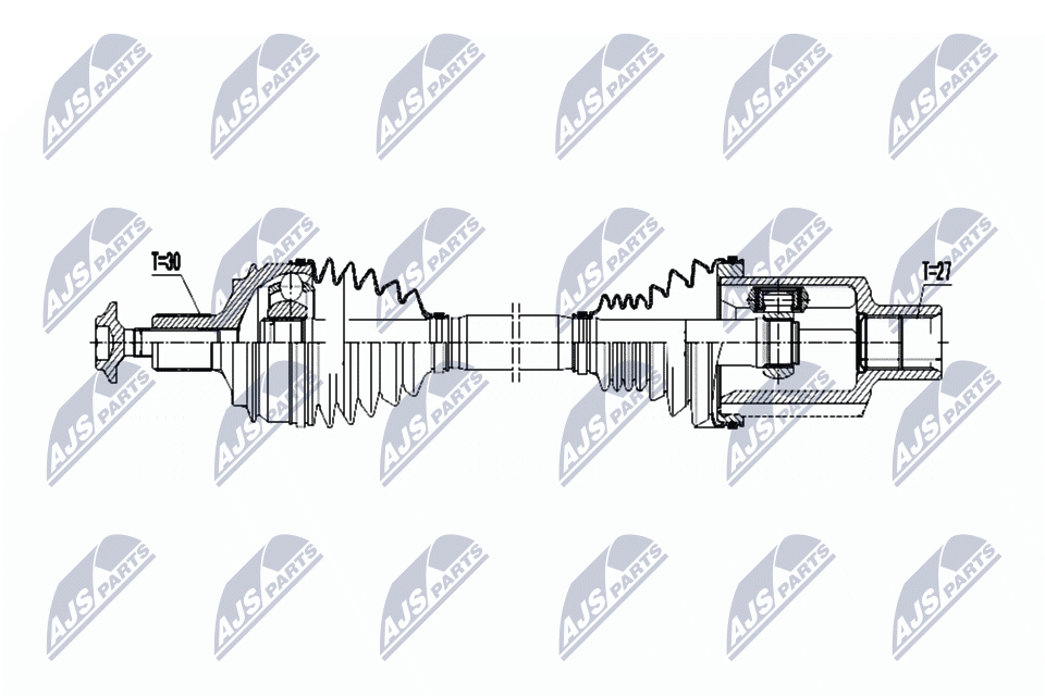 Вал полуоси (привод в сборе) NTY NPW-ME-077