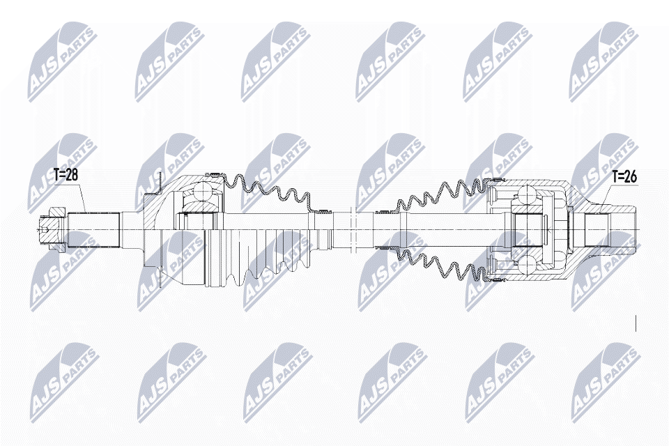Полуось suzuki sx4 2wd 1.9ddis 06- fiat sedici 1.9d 06- правая NTY NPW-SU-017