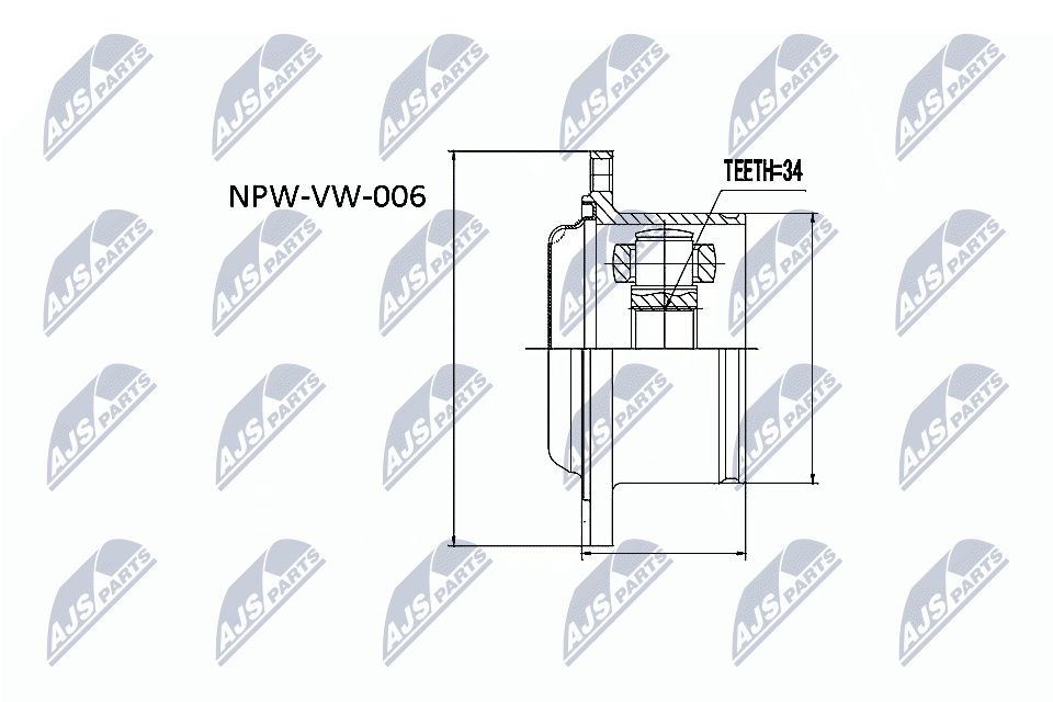 Шрус внутренний vw passat 96- audi a4 95- a6 97- a8 94- /34/882mm отверстий NTY NPW-VW-006