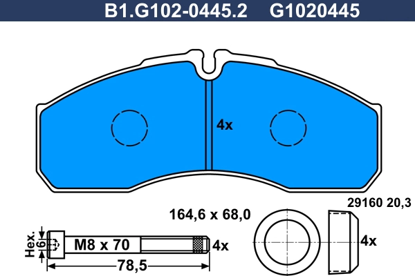 Колодки тормозные дисковые /комплект 4 шт GALFER B1-G102-0445-2