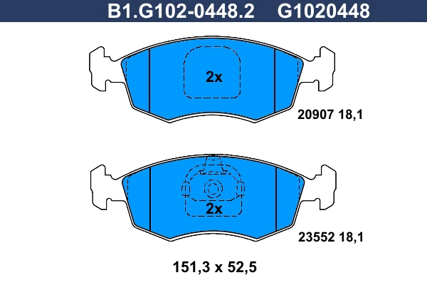 Колодки тормозные дисковые /комплект 4 шт GALFER B1-G102-0448-2