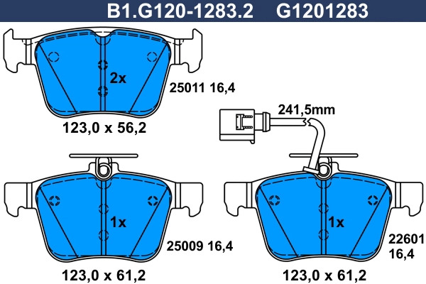 Колодки тормозные дисковые /комплект 4 шт GALFER B1-G120-1283-2