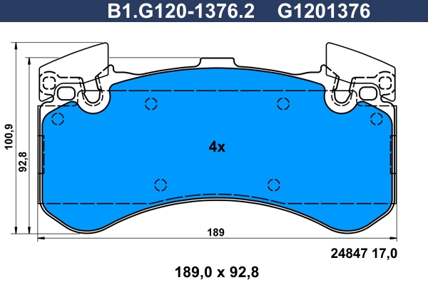 Колодки тормозные дисковые /комплект 4 шт GALFER B1-G120-1376-2