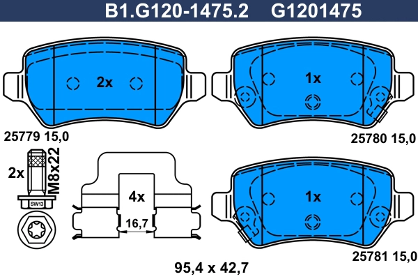 Колодки тормозные дисковые /комплект 4 шт GALFER B1-G120-1475-2