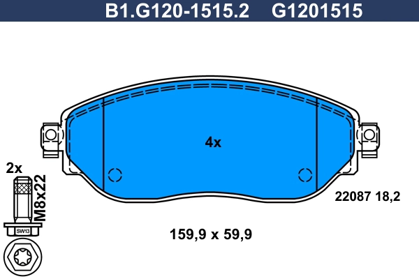 Колодки тормозные дисковые /комплект 4 шт GALFER B1-G120-1515-2