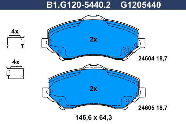 Колодки тормозные дисковые /комплект 4 шт GALFER B1-G120-5440-2