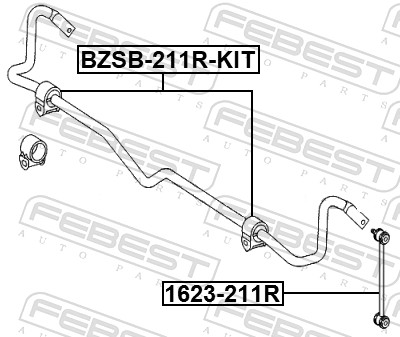 Втулка заднего стабилизатора комплект d16 FEBEST BZSB-211R-KIT