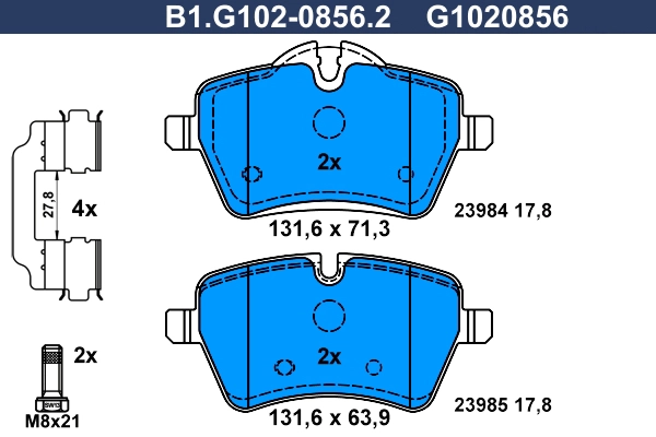 Тормозные колодки GALFER B1-G102-0856-2