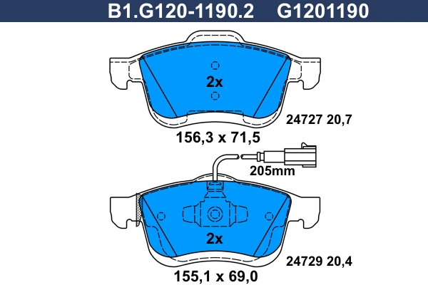 Тормозные колодки GALFER B1-G120-1190-2