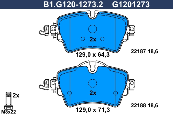 Колодки тормозные дисковые /комплект 4 шт/ GALFER B1-G120-1273-2