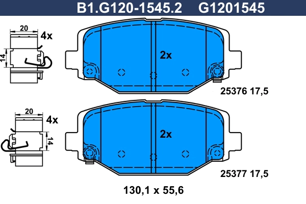 Колодки тормозные дисковые /комплект 4 шт/ GALFER B1-G120-1545-2