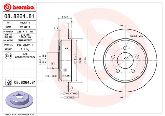 Brake disc BREMBO 08.8264.81