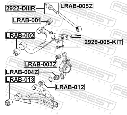 Болт с эксцентриком ремкомплект land rover 4/discovery 4 2010- FEBEST 2929-005-KIT