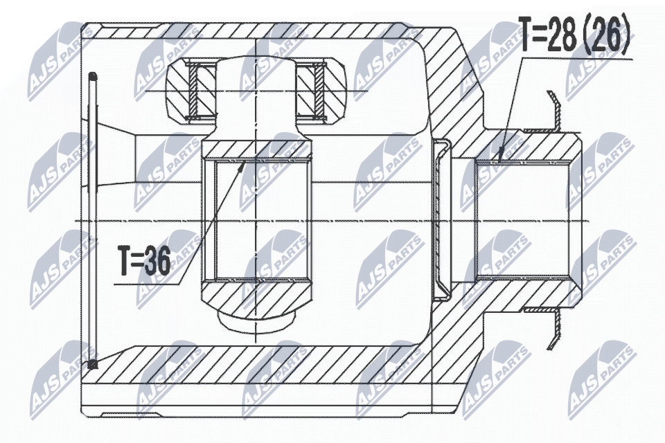 Шрус внутр. к-кт hyundai santa fe 10- kia sorento 09- правый NTY NPW-HY-528
