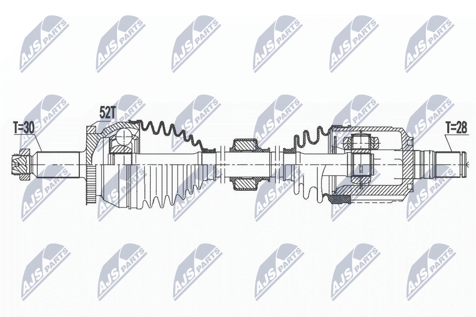Полуось hyundai santa fe iii 2.4 4wd 12- kia sorento 2.4 2wd/4wd 12- акпп передняя левая NTY NPW-HY-583