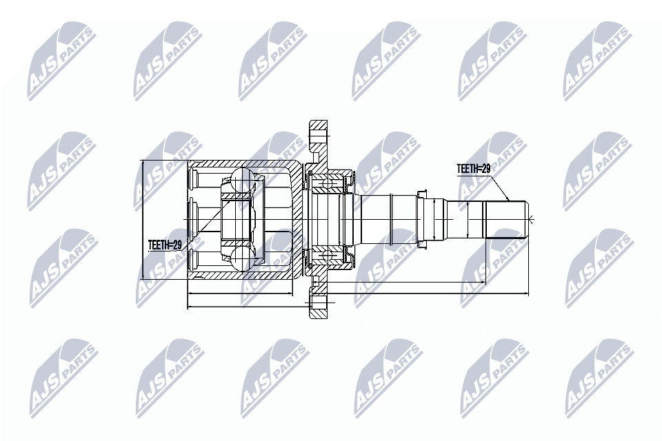 Шрус внутренний nissan qashqai 2wd 1.6dci NTY NPW-NS-045