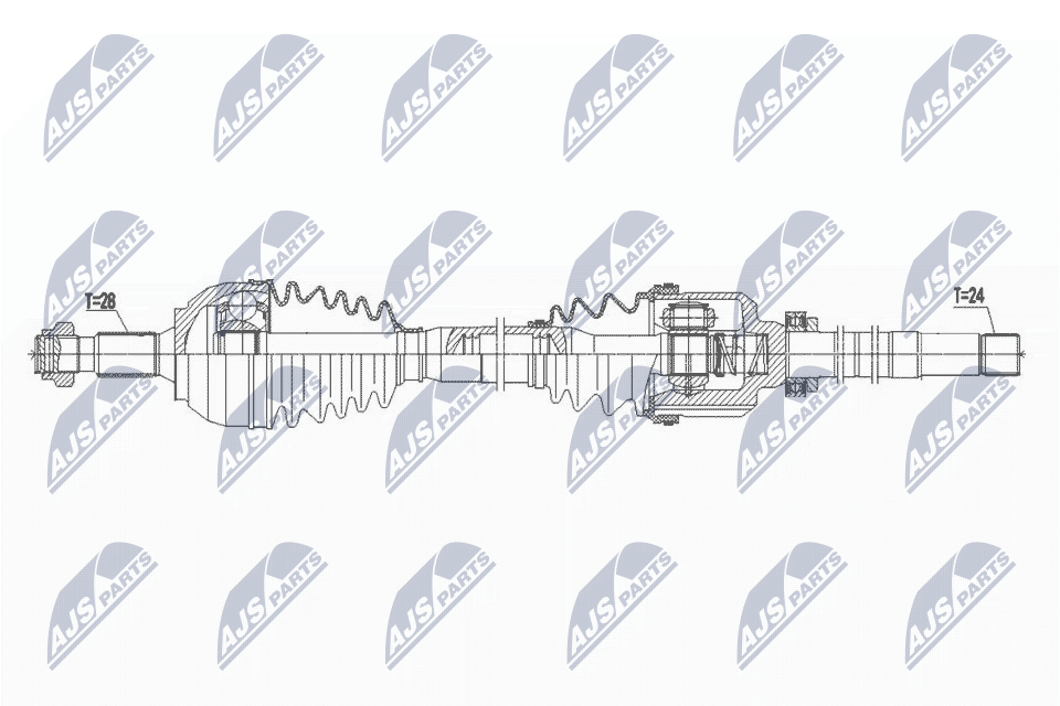 Полуось peugeot 508 12- rcz 10- /prawa mtm m6 mc/ citroen c5 iii 1.6hdi r6 10- ds5 11- правая NTY NPW-PE-065