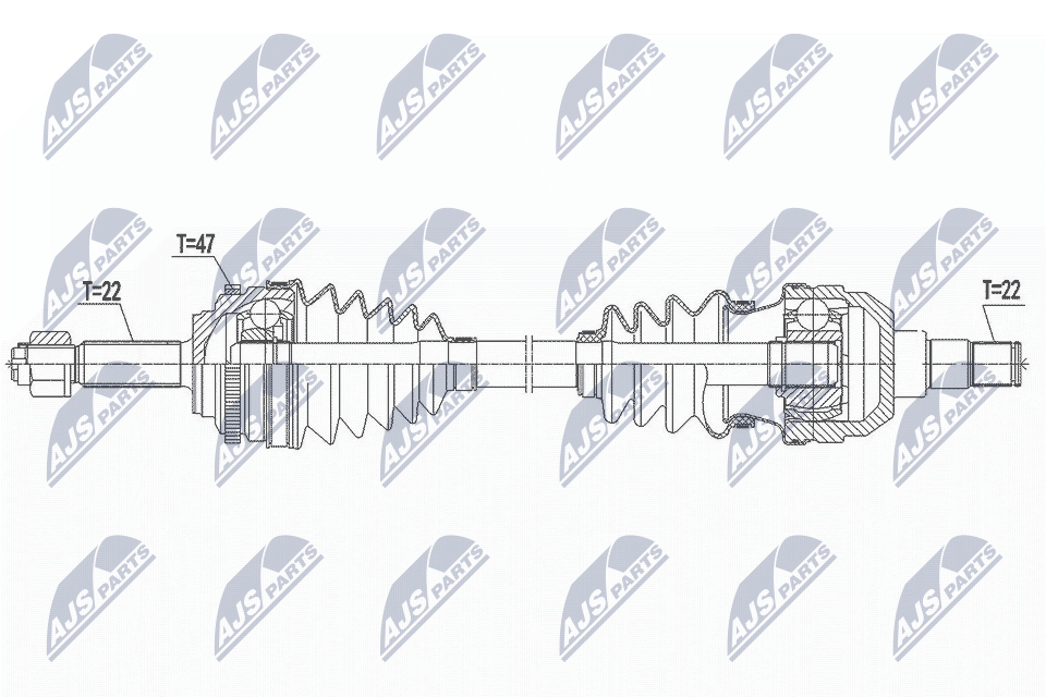 Полуось chevrolet aveo daewoo kalos 1.2i 16v 08- NTY NPW-DW-043