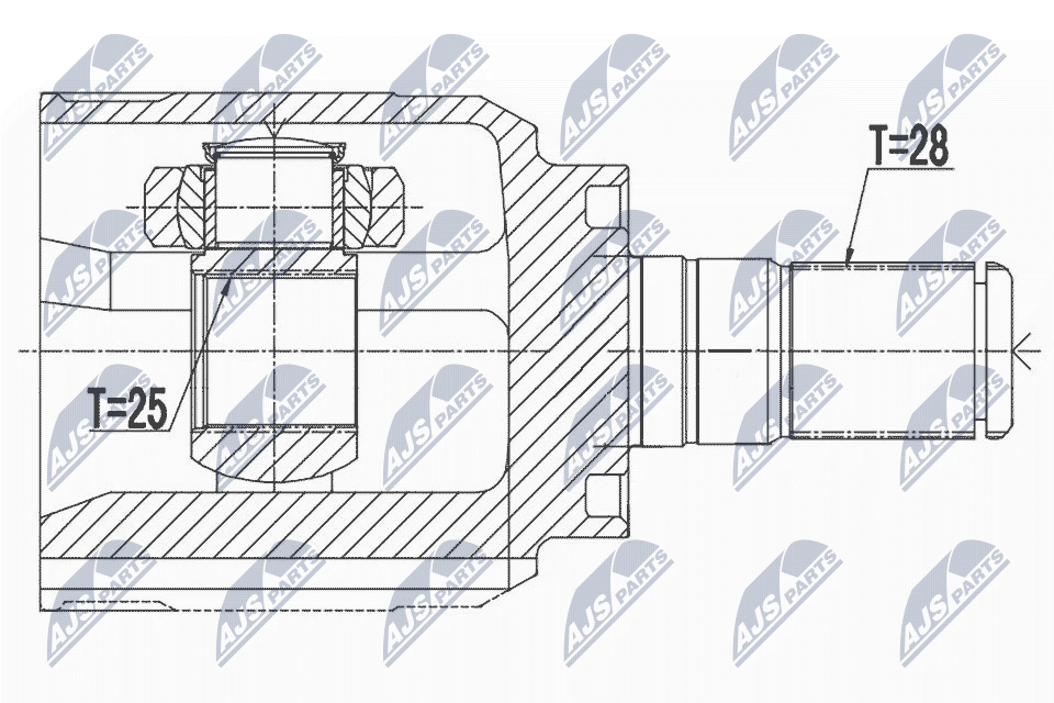 Шрус внутр. к-кт hyundai ix35 2.0crdi 10-06.2015 kia sportage 2.0crdi 10-06.2015 /przedniprawy/ NTY NPW-HY-536