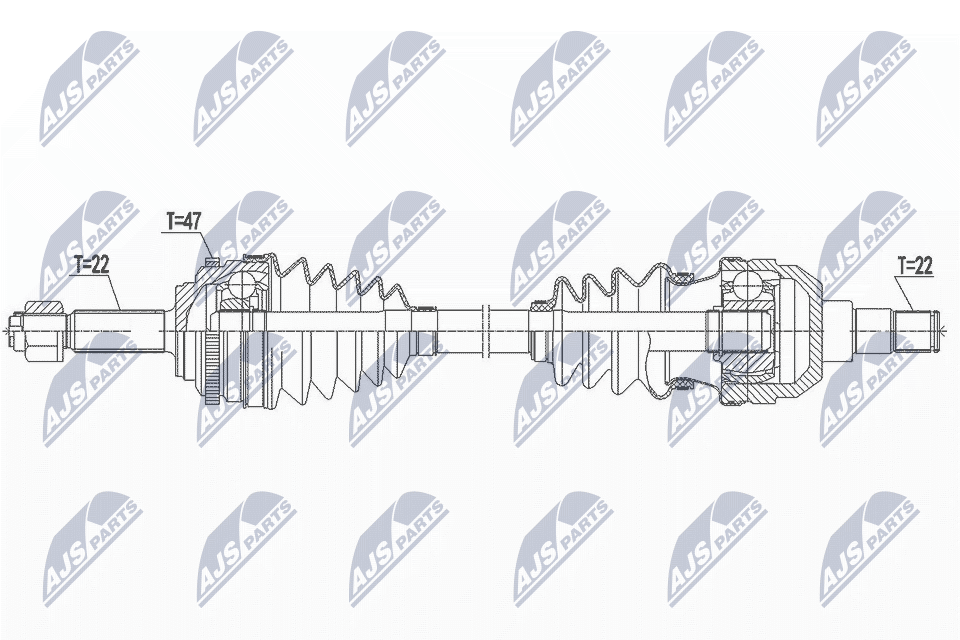 Полуось chevrolet aveo/daewoo kalos 1.2i 16v 08- мкпп правая NTY NPW-DW-045