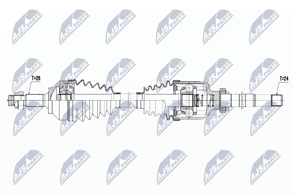 Полуось peugeot 508 2.0hdi hybrid 10- 508 2.0hdi rxh 10- правая NTY NPW-PE-029