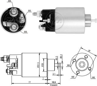 Реле втягивающее alfa romeo 147 156 159 ZM ZM3993