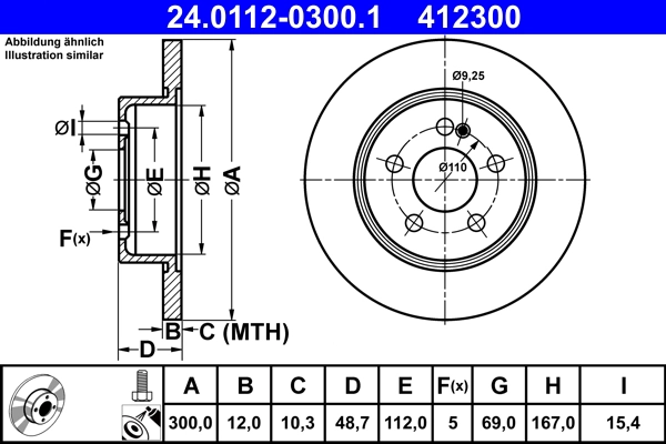 Диск тормозной задн mb c (w205) 1.5-2.0 2.0-2.2d 14-