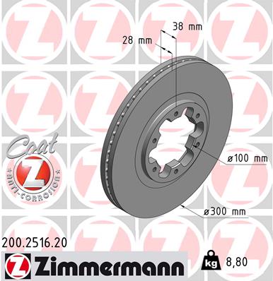 Тормозные диски ZIMMERMANN 200.2516.20