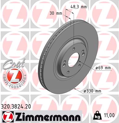 Диск тормозной ZIMMERMANN 320.3824.20
