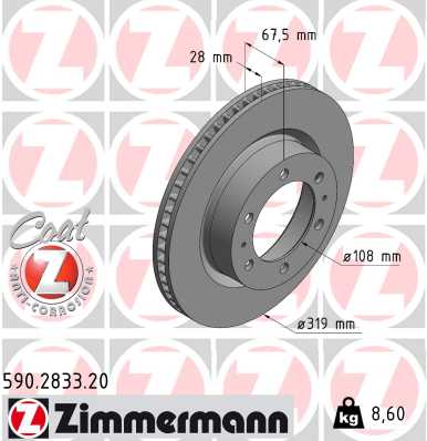 Диск тормозной ZIMMERMANN 590.2833.20