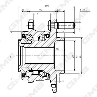 Gh34870 к-кт подшипника ступицы GMB GH34870