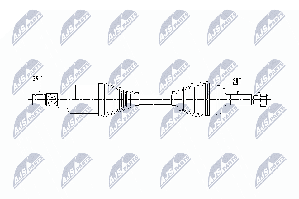 Полуось tesla model tesla model s 14- передняя левая 30/29 l774mm NTY NPW-CH-118
