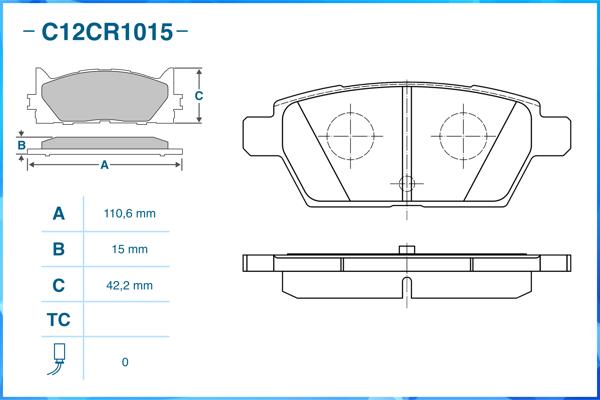 C12cr1015 тормозные колодки задние CWORKS C12CR1015