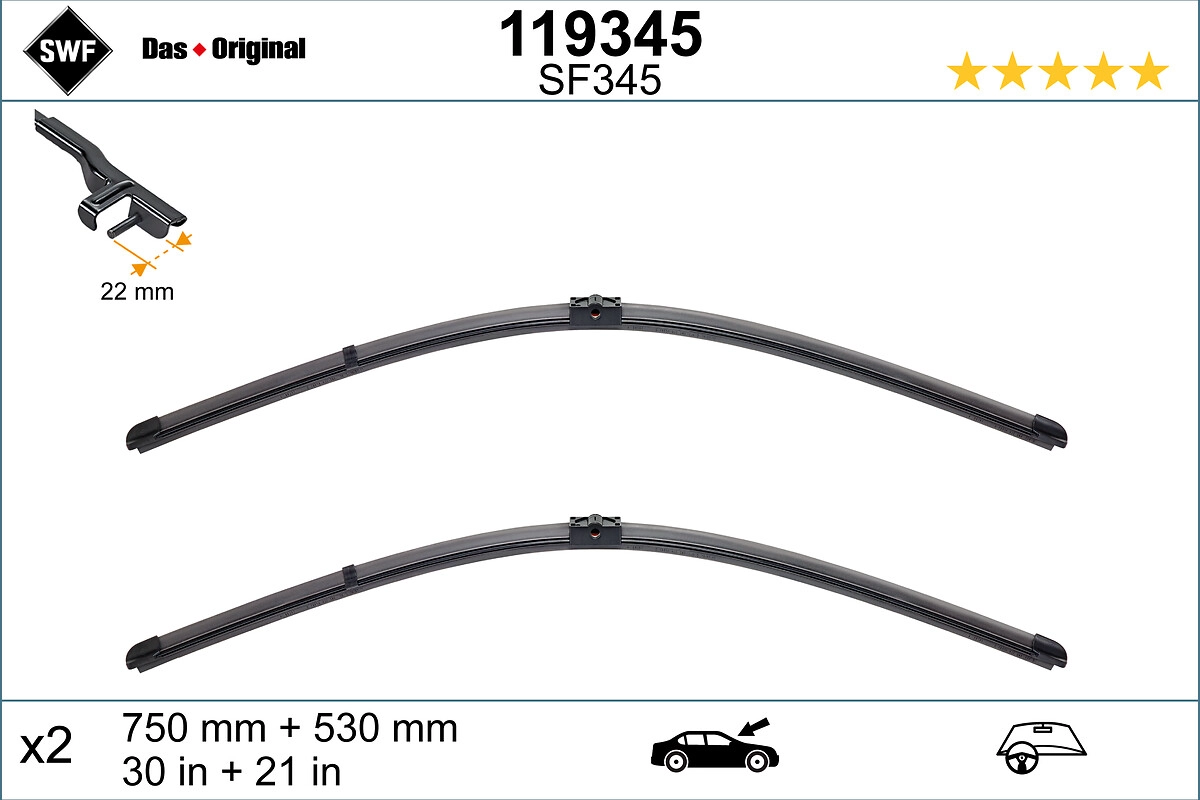 Щетка стеклоочистителя bmw i3 (i01) electric 13 - (750mm+530mm) SWF 119345