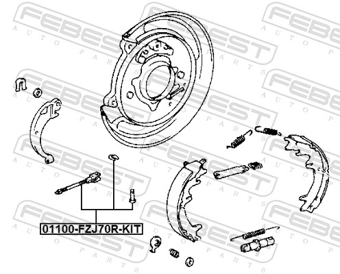 01100-fzj70r-kit трос ручного тормоза FEBEST 01100-FZJ70R-KIT