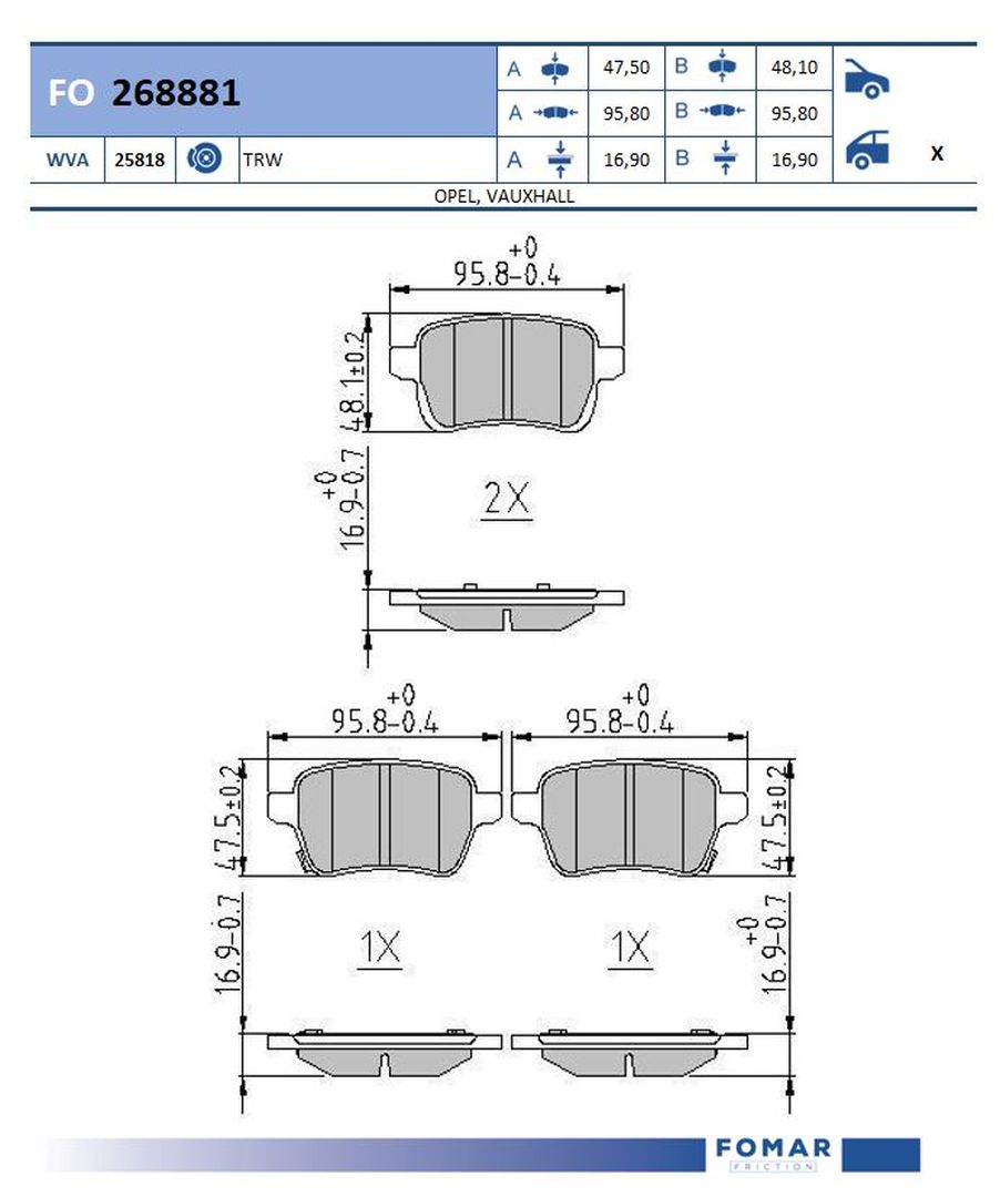 Fo 268881 колодки дисковые задние