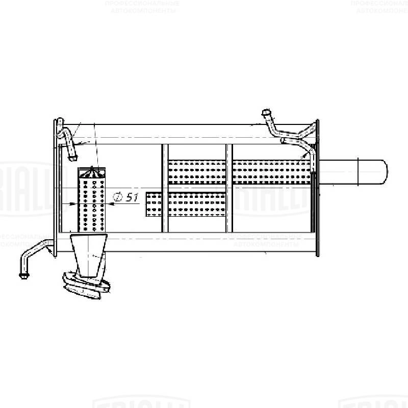 Emm 0354 глушитель для а/м mitsubishi outlander xl (06-) 2.0i/2.4i осн. (алюм. сталь) (emm 0354) TRIALLI EMM 0354