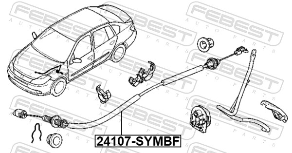 24107-symbf трос привода дроссельной заслонки FEBEST 24107-SYMBF