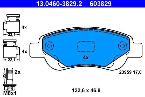 Тормозные колодки ATE 13.0460-3829.2