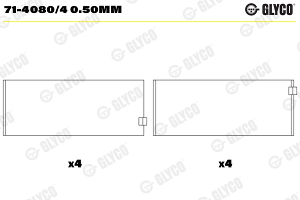 Вкладыши шатунные GLYCO 71-4080/4 0.50MM