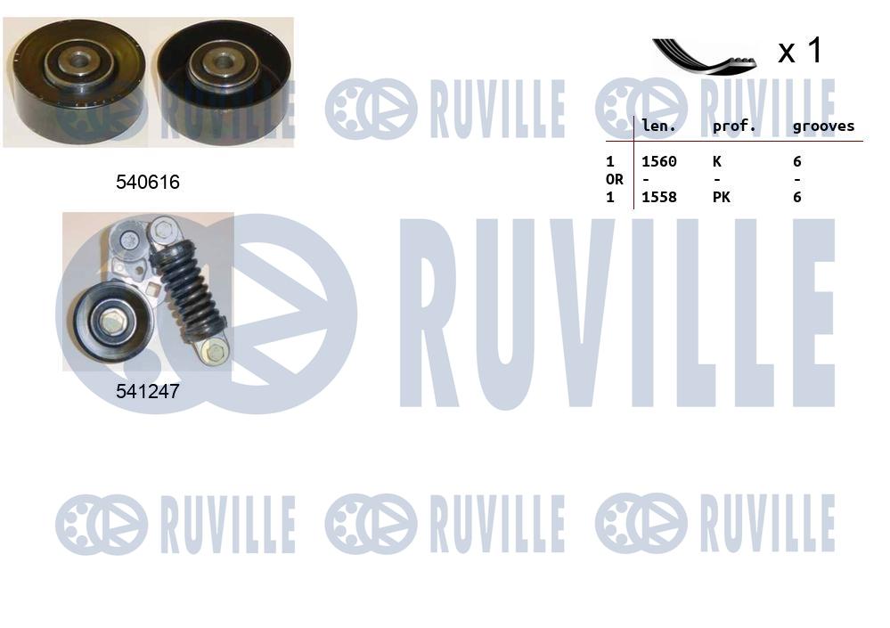 Комплект поликлинового ремня peugeot 206 RUVILLE 570110