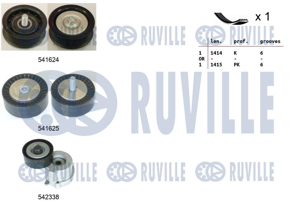 Комплект поликлинового ремня saab 9-3 RUVILLE 570137